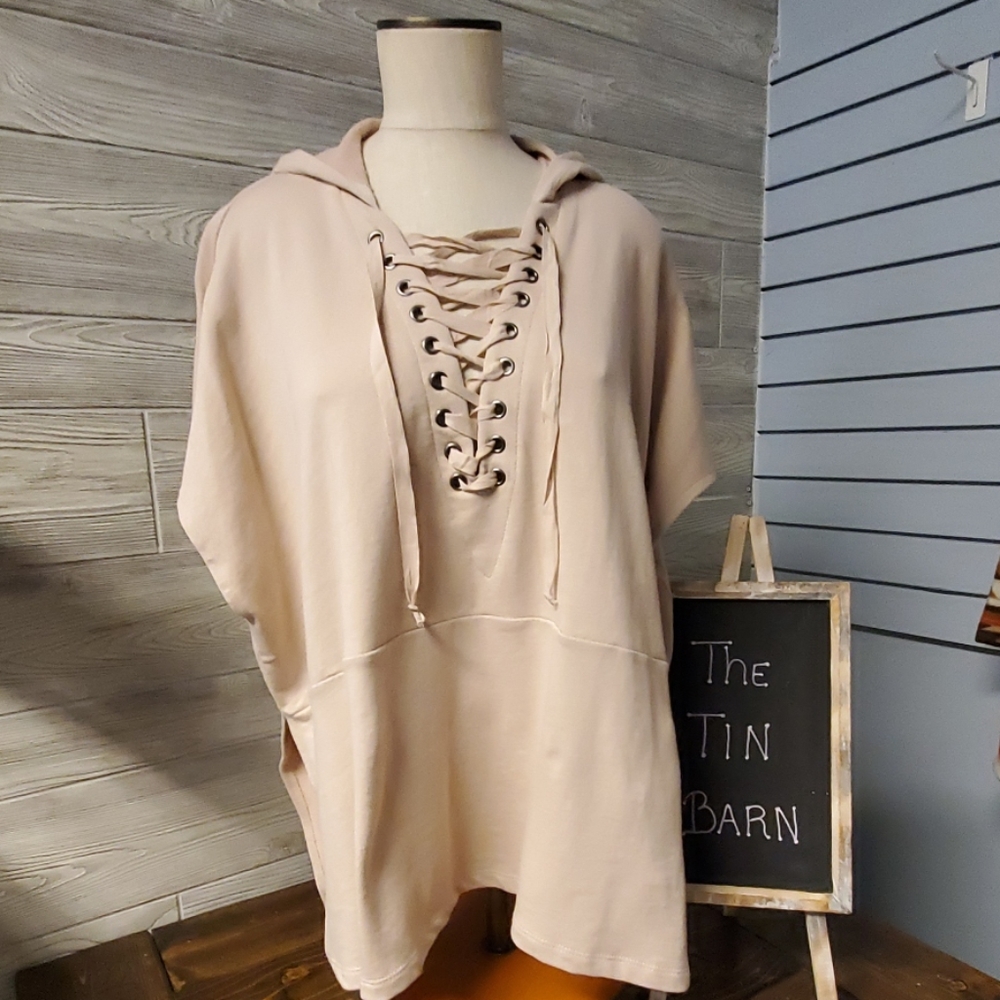 Peachy Hooded Poncho"OS"